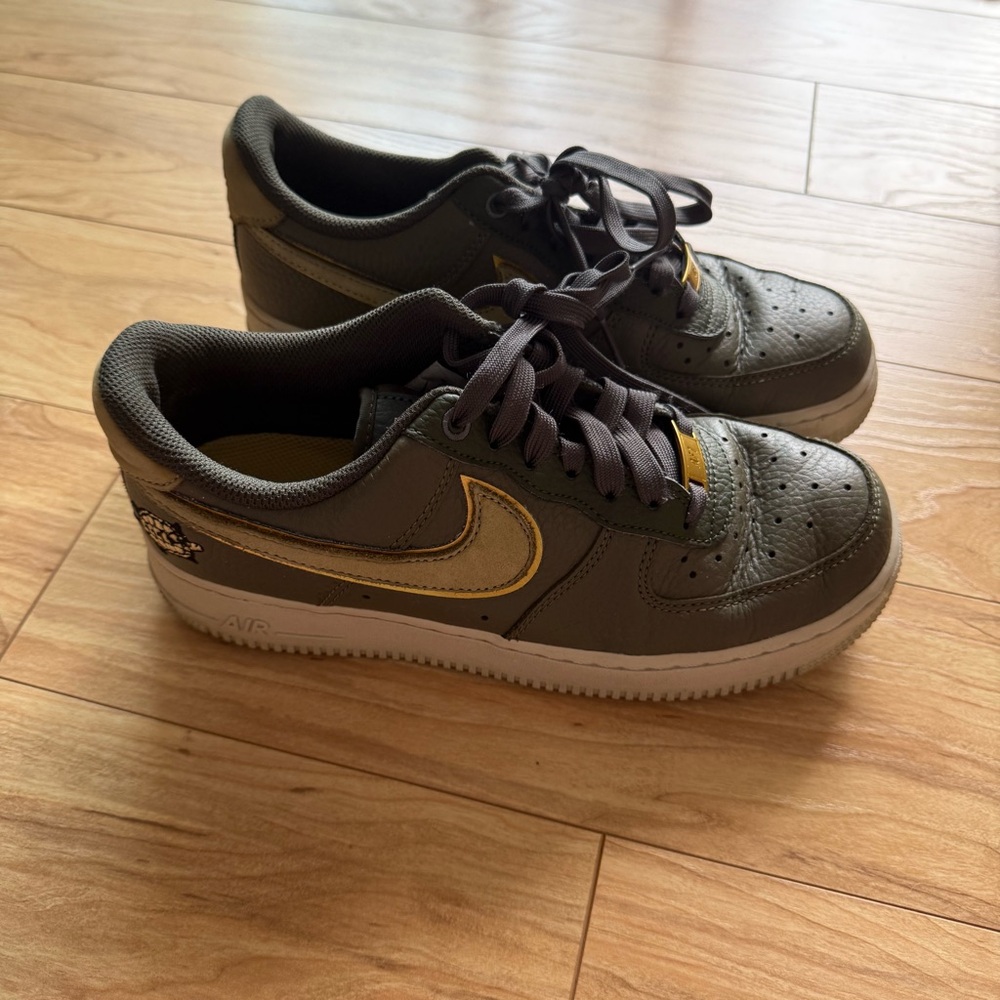 Nike Air Force 1 Sneakers in Olive and Gold